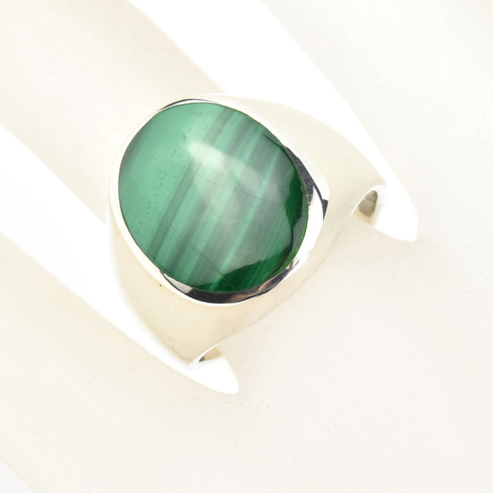 Oval Malachite Ring in Sterling Silver - Goldmakers Fine Jewelry