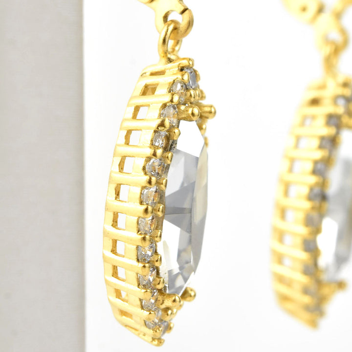 Marquise Champagne Crystal Halo Earring