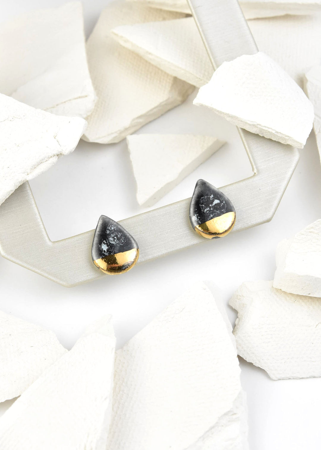 Matte Black Teardop Studs