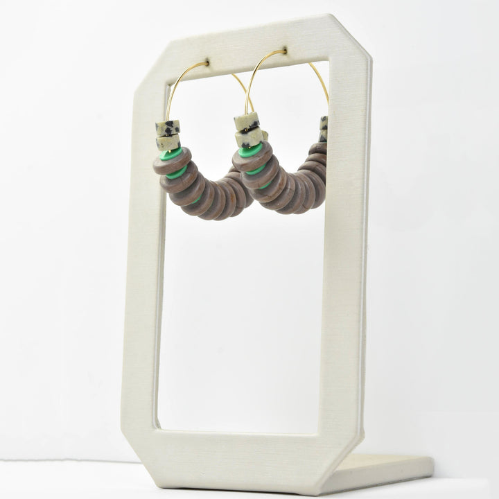 Mauve and Dalmatian Jasper Hoops - Goldmakers Fine Jewelry