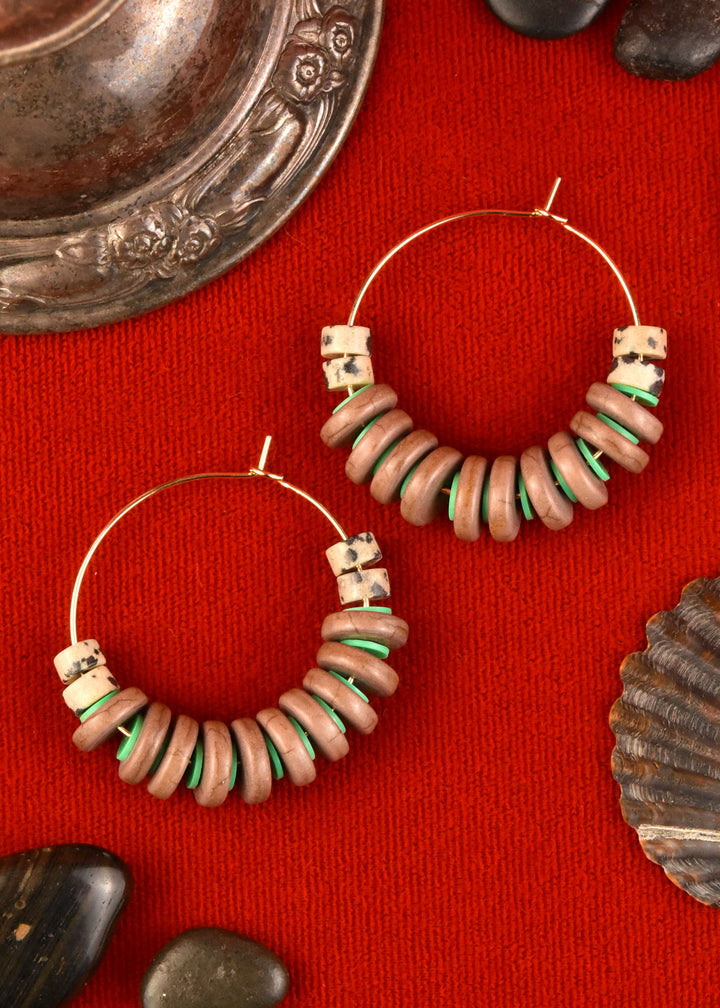 Mauve and Dalmatian Jasper Hoops - Goldmakers Fine Jewelry