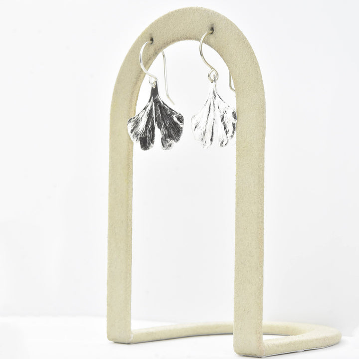Medium Ginkgo Leaf Earrings in Sterling Silver