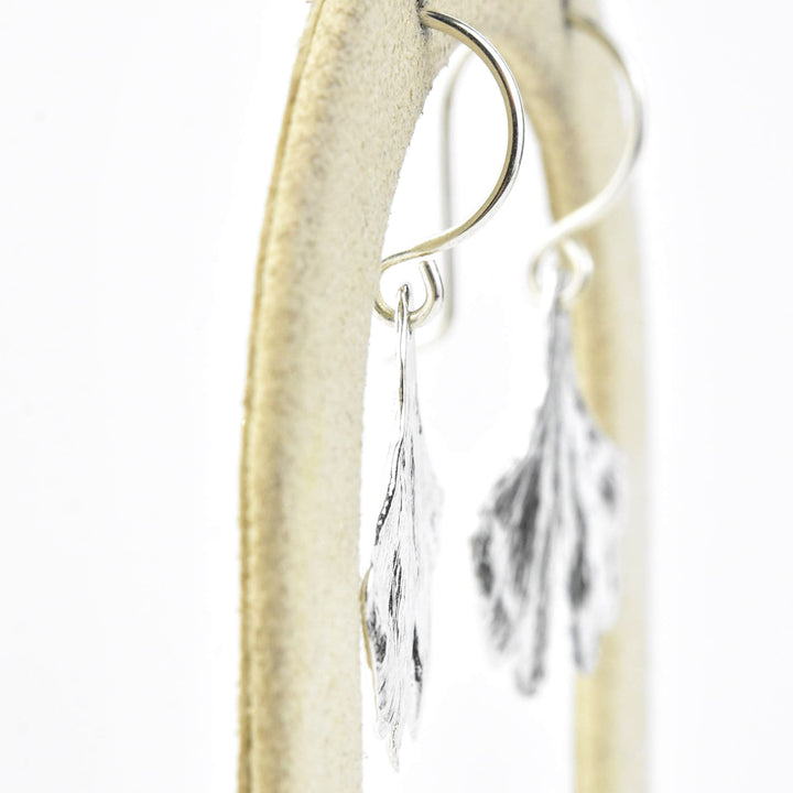 Medium Ginkgo Leaf Earrings in Sterling Silver