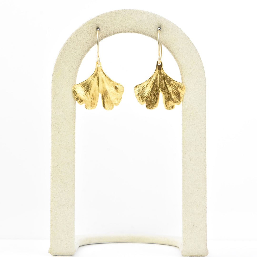 Medium Ginkgo Leaf Earrings in Gold Vermeil