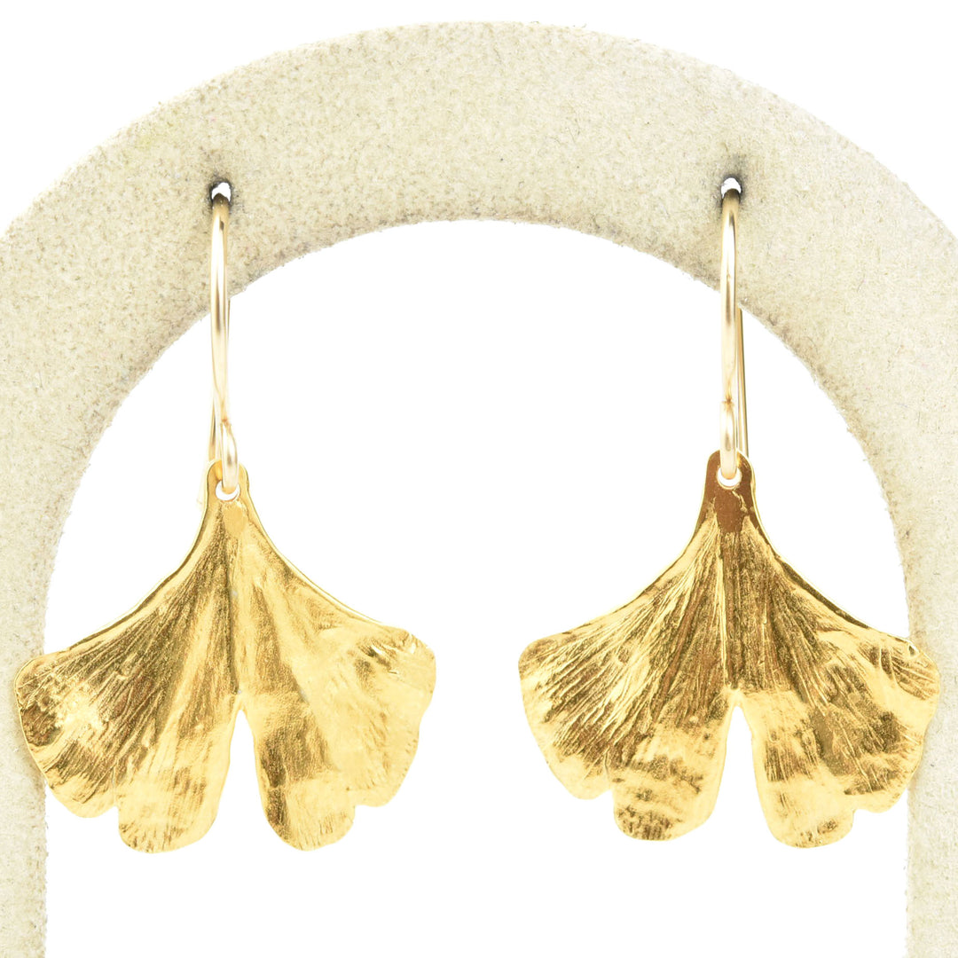 Medium Ginkgo Leaf Earrings in Gold Vermeil