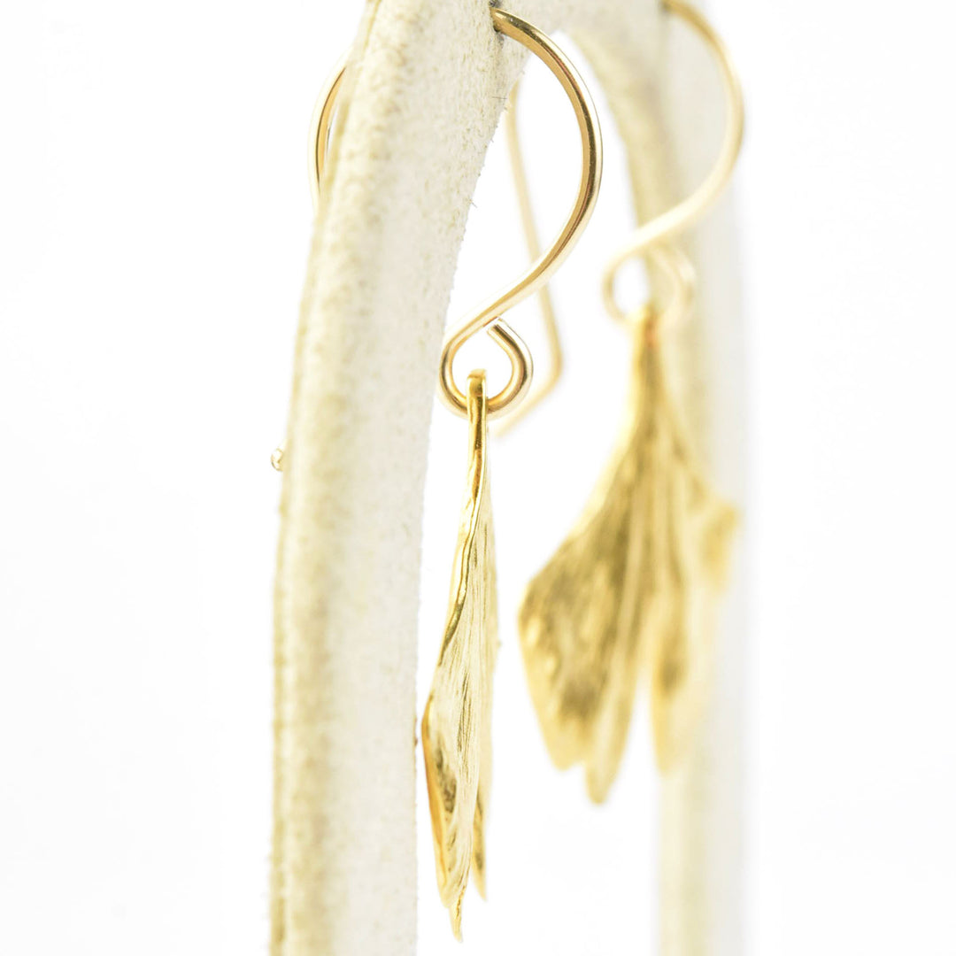 Medium Ginkgo Leaf Earrings in Gold Vermeil