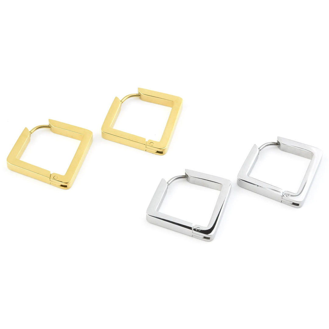 Medium Diamond Shaped Chunky Hoops - Goldmakers Fine Jewelry