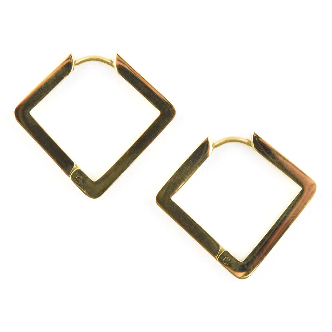 Medium Diamond Shaped Chunky Hoops - Goldmakers Fine Jewelry