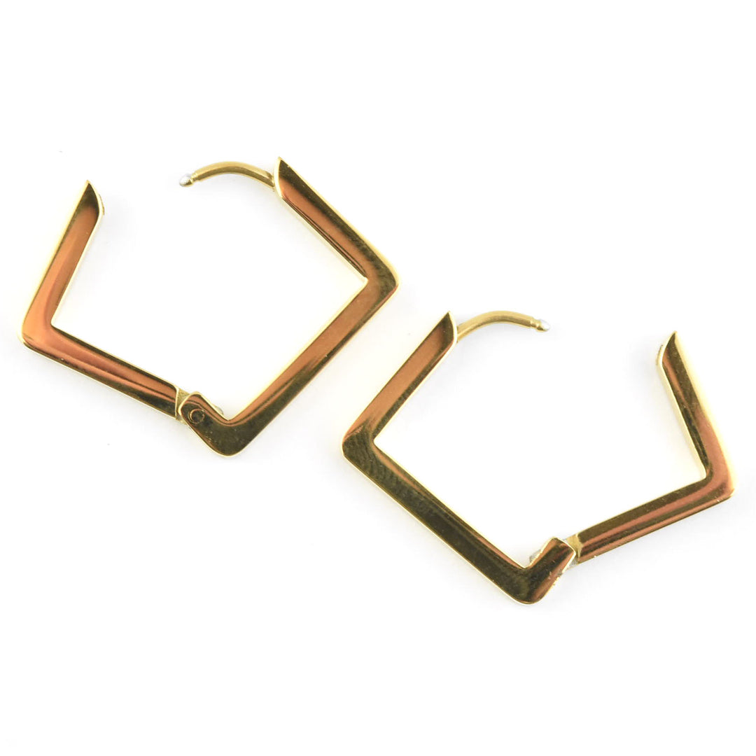 Medium Diamond Shaped Chunky Hoops - Goldmakers Fine Jewelry