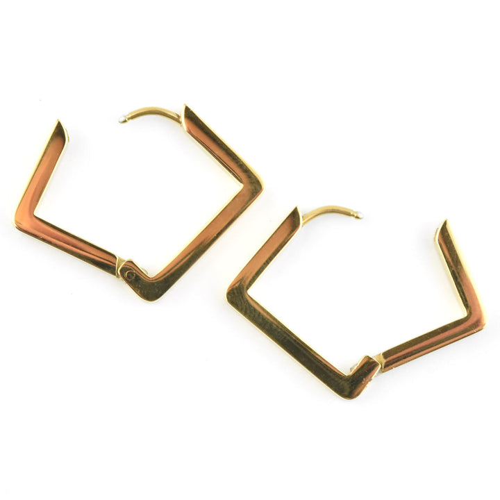 Medium Diamond Shaped Chunky Hoops - Goldmakers Fine Jewelry