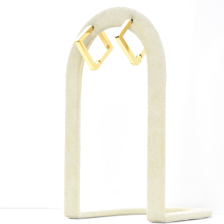 Medium Diamond Shaped Chunky Hoops - Goldmakers Fine Jewelry