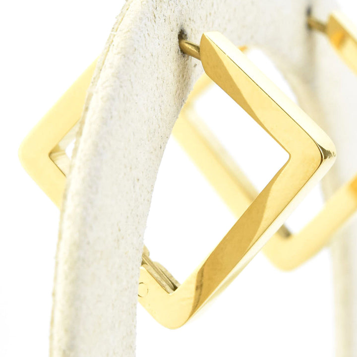 Medium Diamond Shaped Chunky Hoops - Goldmakers Fine Jewelry