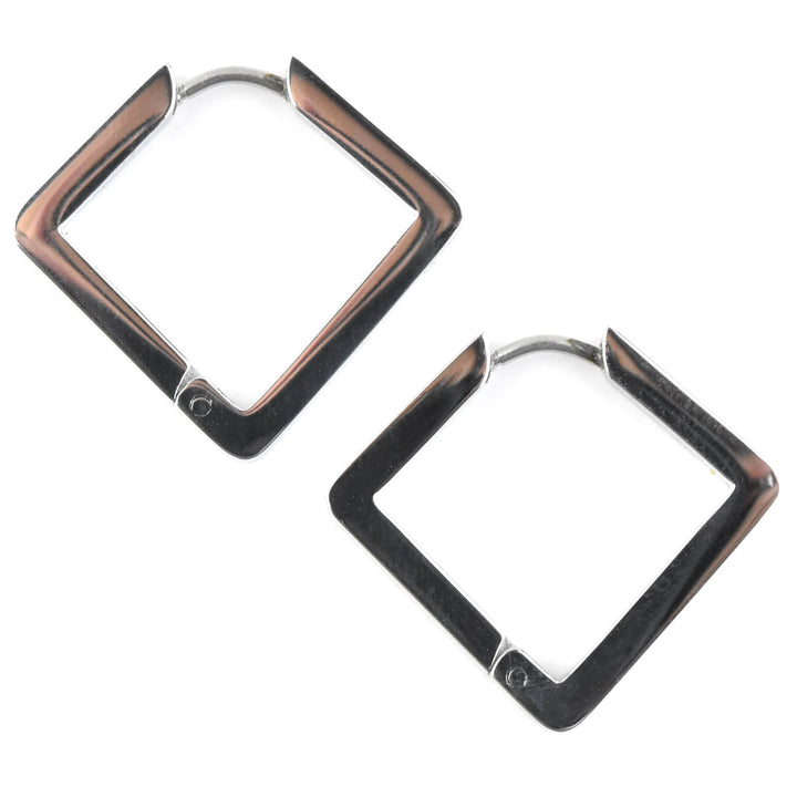 Medium Diamond Shaped Chunky Hoops - Goldmakers Fine Jewelry