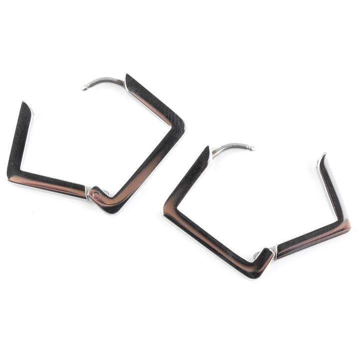 Medium Diamond Shaped Chunky Hoops - Goldmakers Fine Jewelry