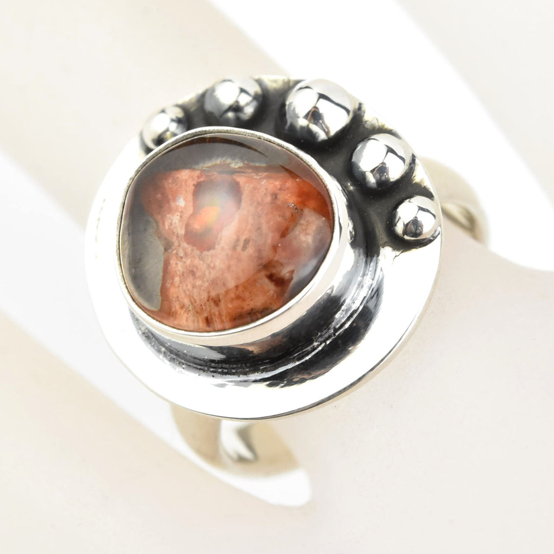 Mexican Opal Ring in Sterling Silver - Goldmakers Fine Jewelry