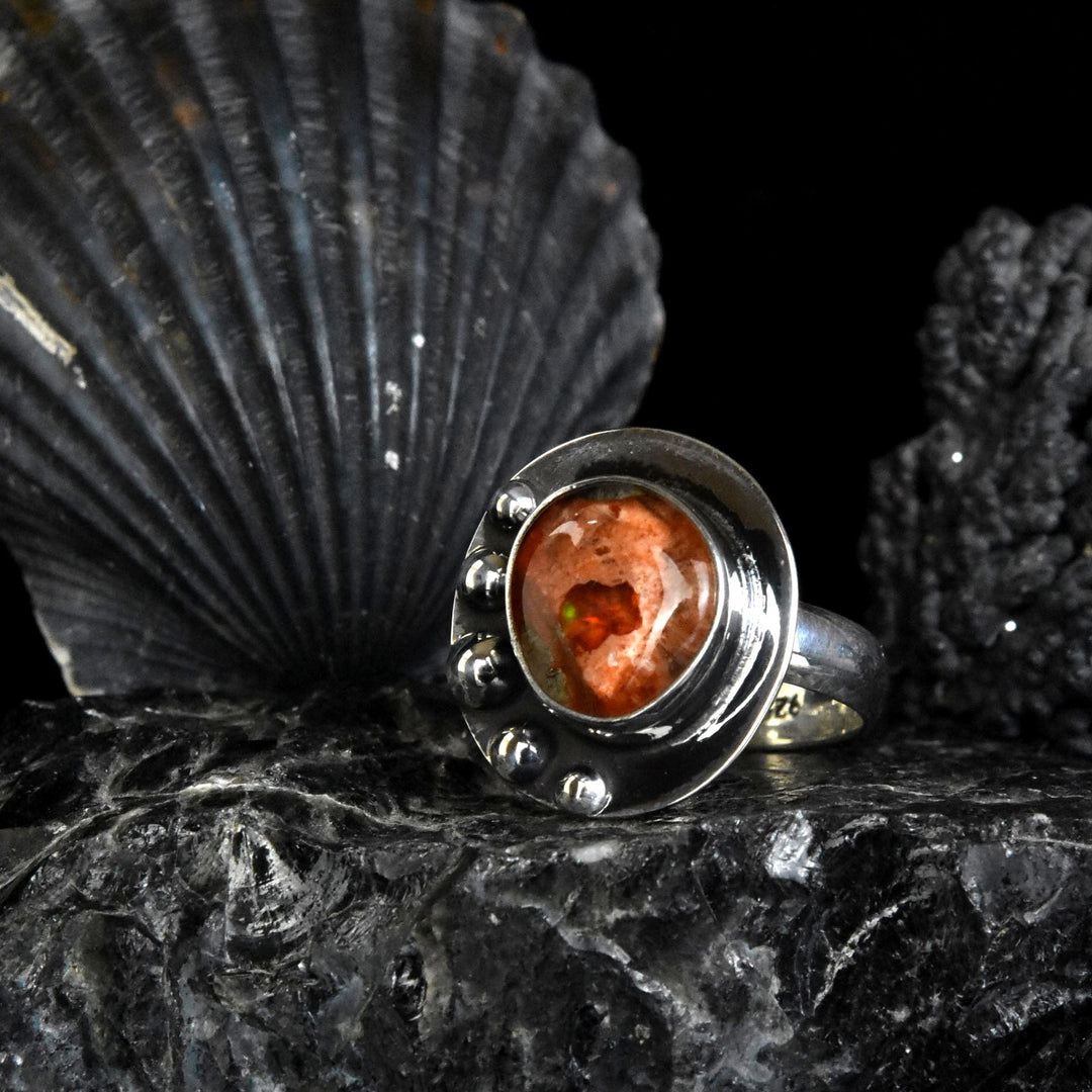 Mexican Opal Ring in Sterling Silver - Goldmakers Fine Jewelry
