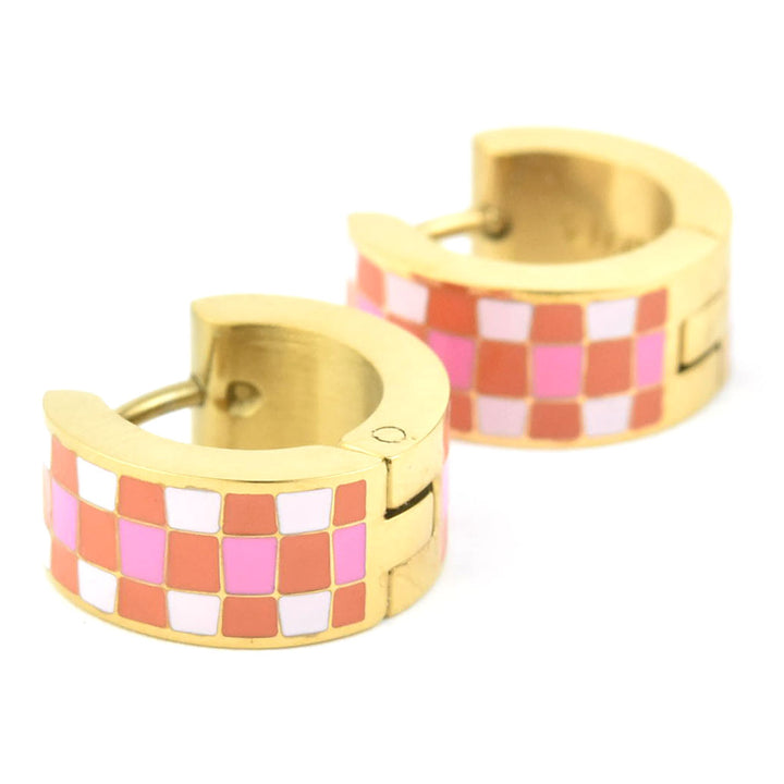 Miami Checkered Super Chunky Huggie Hoops