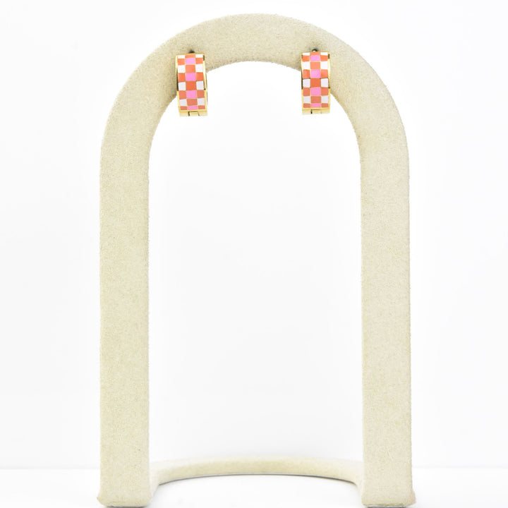 Miami Checkered Super Chunky Huggie Hoops