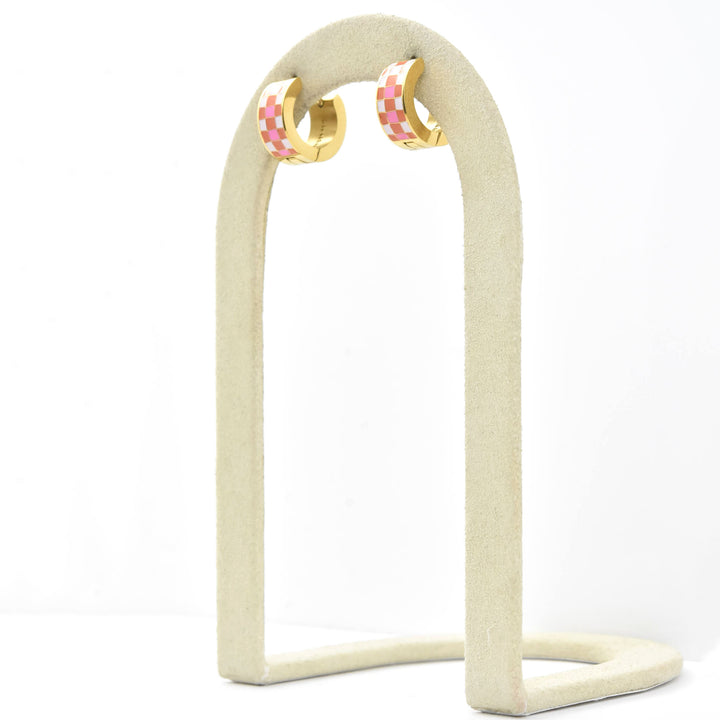 Miami Checkered Super Chunky Huggie Hoops
