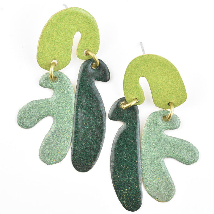 Mimosa Small Earrings in Greens