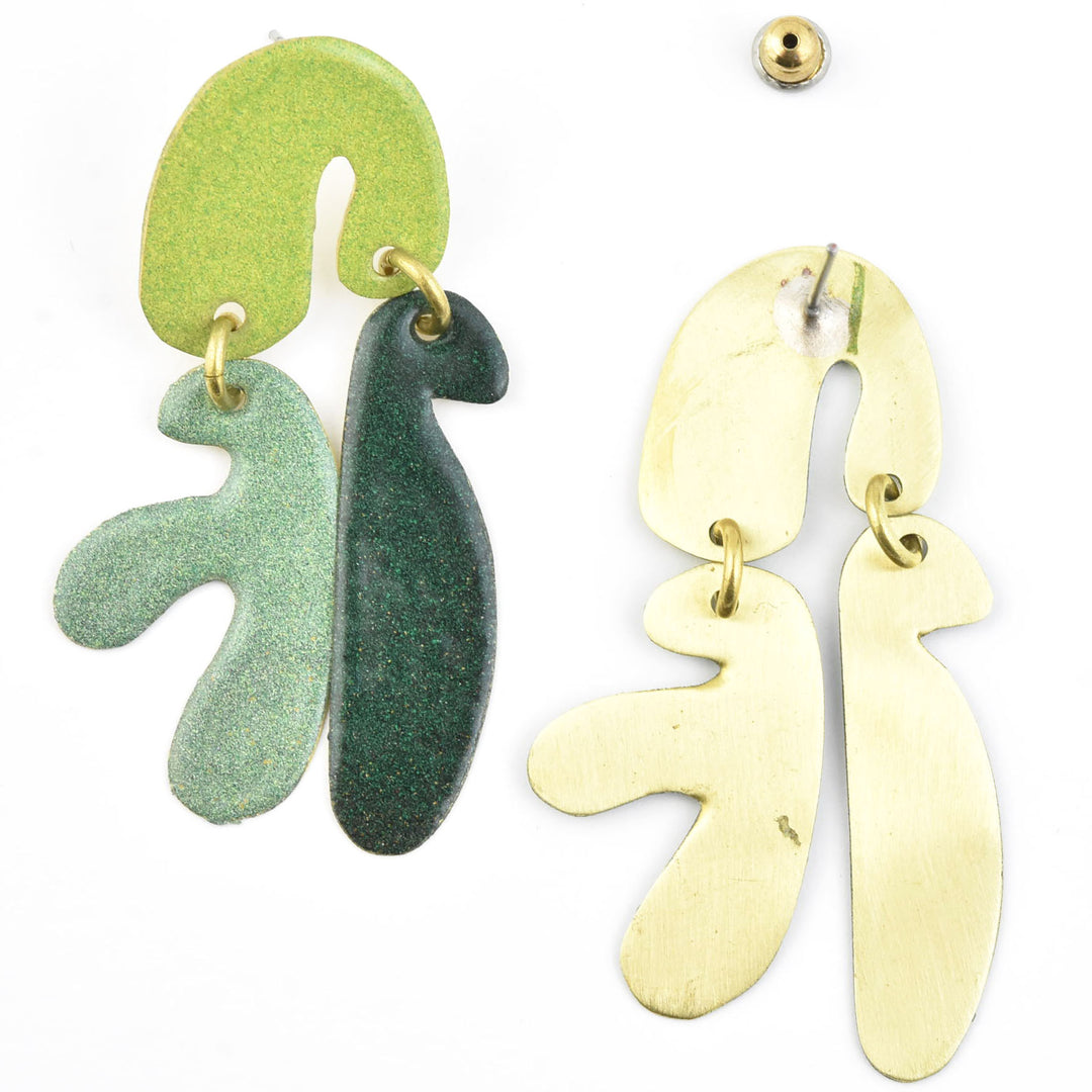 Mimosa Small Earrings in Greens