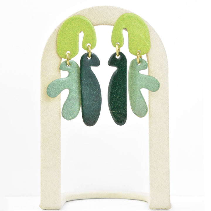 Mimosa Small Earrings in Greens