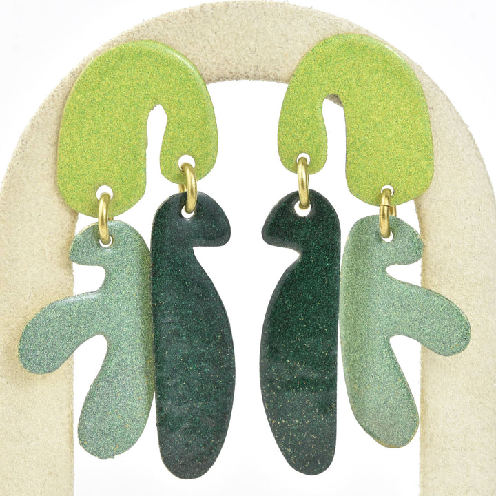 Mimosa Small Earrings in Greens