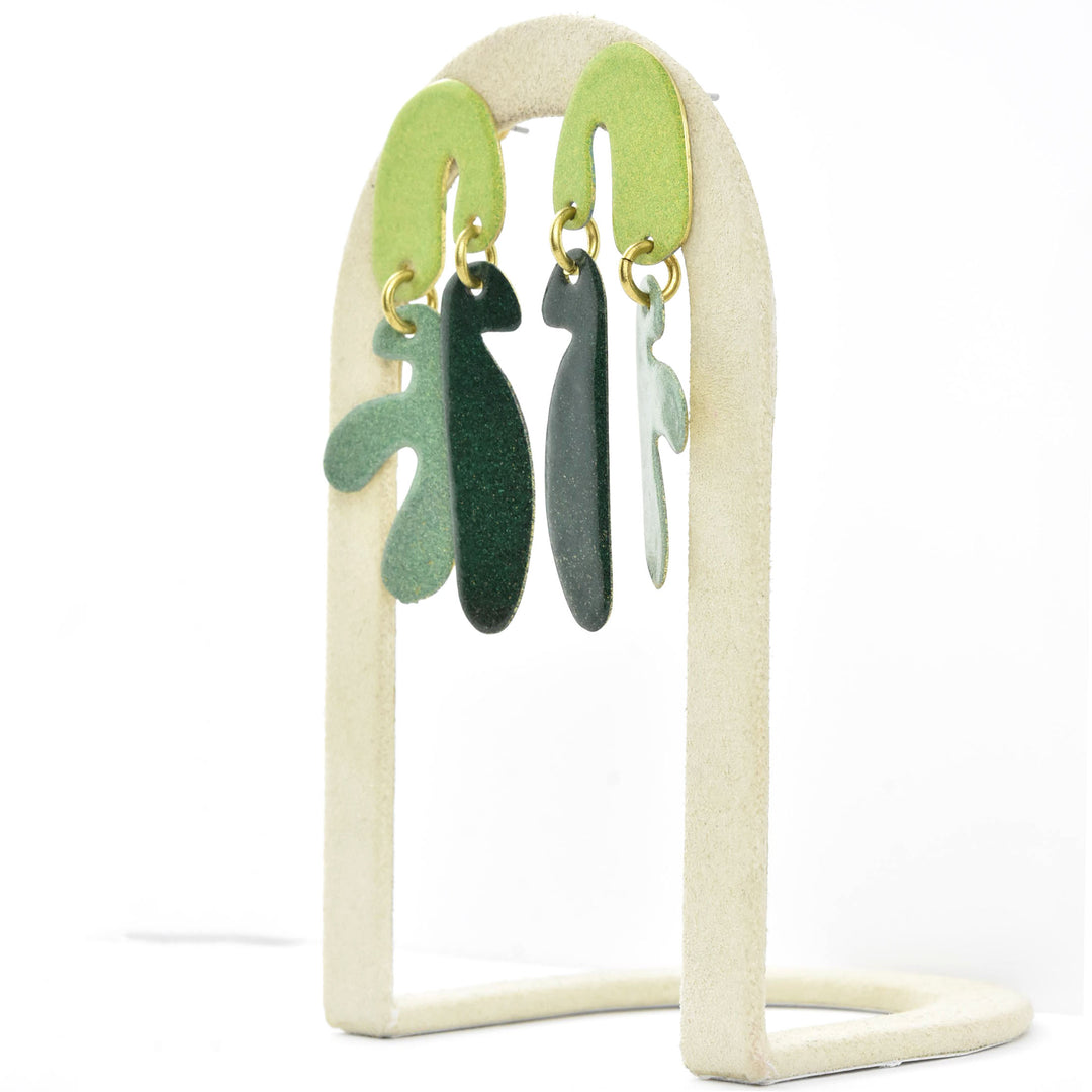 Mimosa Small Earrings in Greens