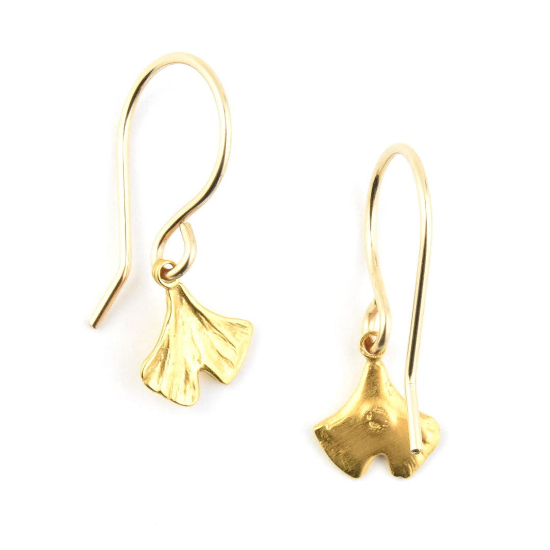 Mini Ginkgo Leaf Earrings in Gold Vermeil