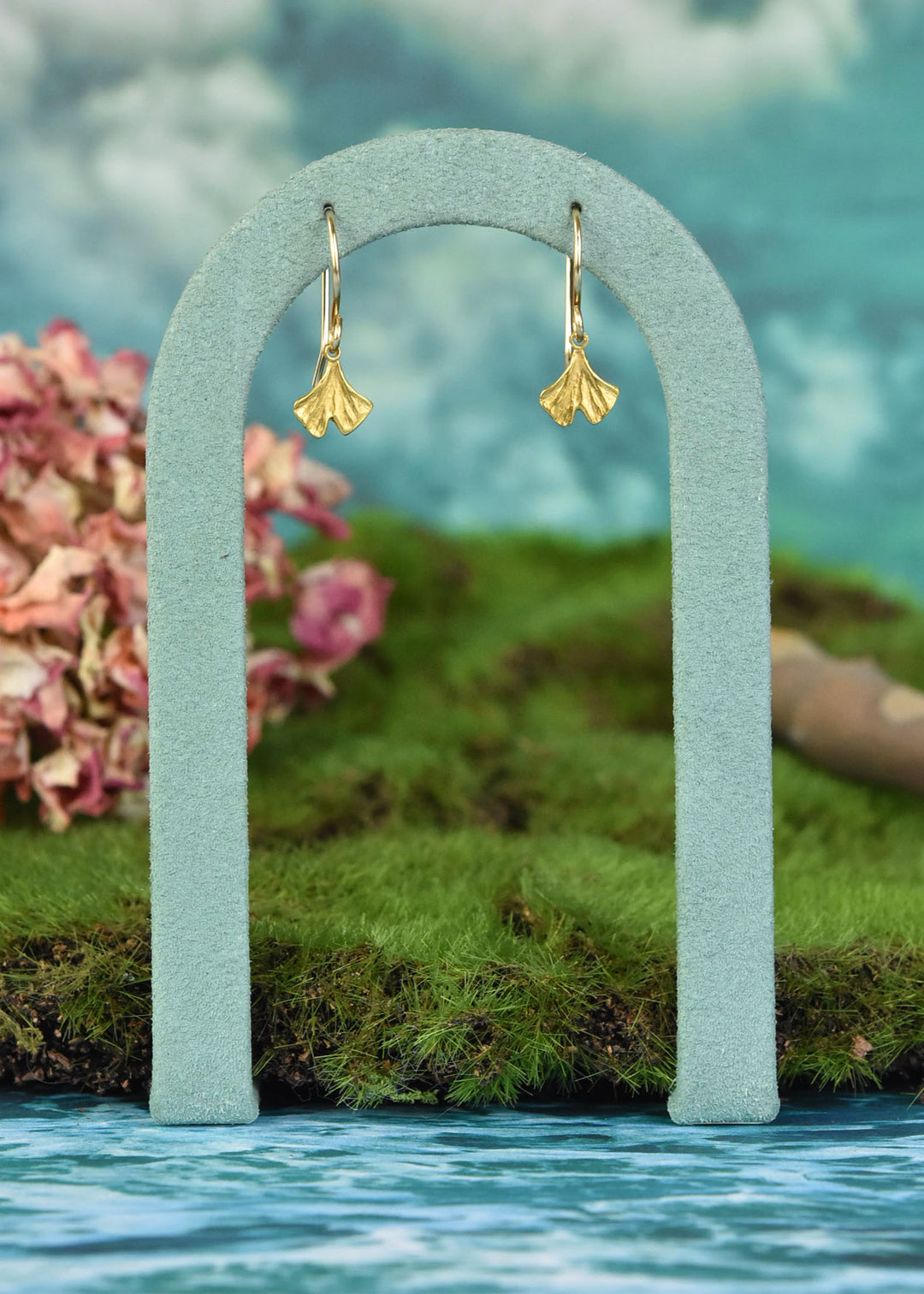 Mini Ginkgo Leaf Earrings in Gold Vermeil