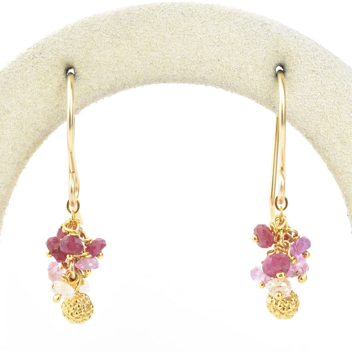 Mini Seed Pod Cluster Earrings with Rubies - Goldmakers Fine Jewelry