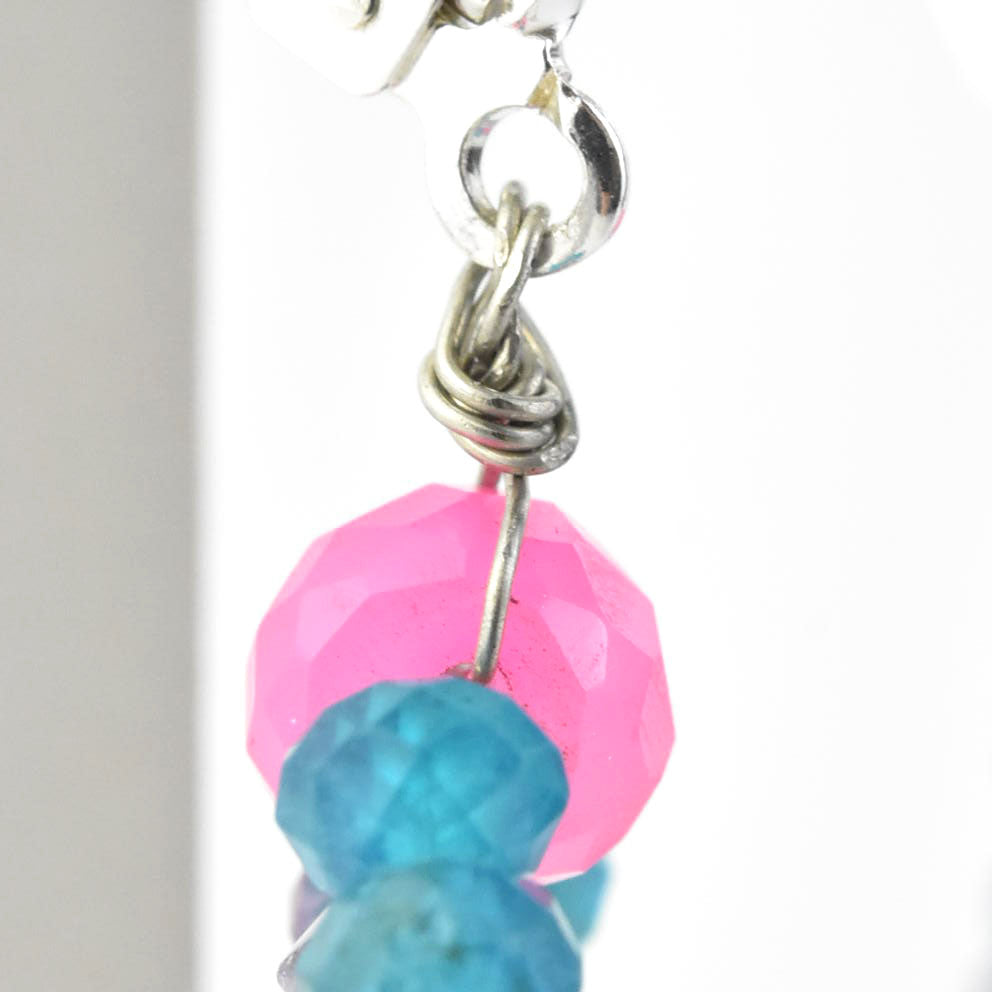 Mini Circus Earrings with Pink, Blue, Green Beads - Goldmakers Fine Jewelry