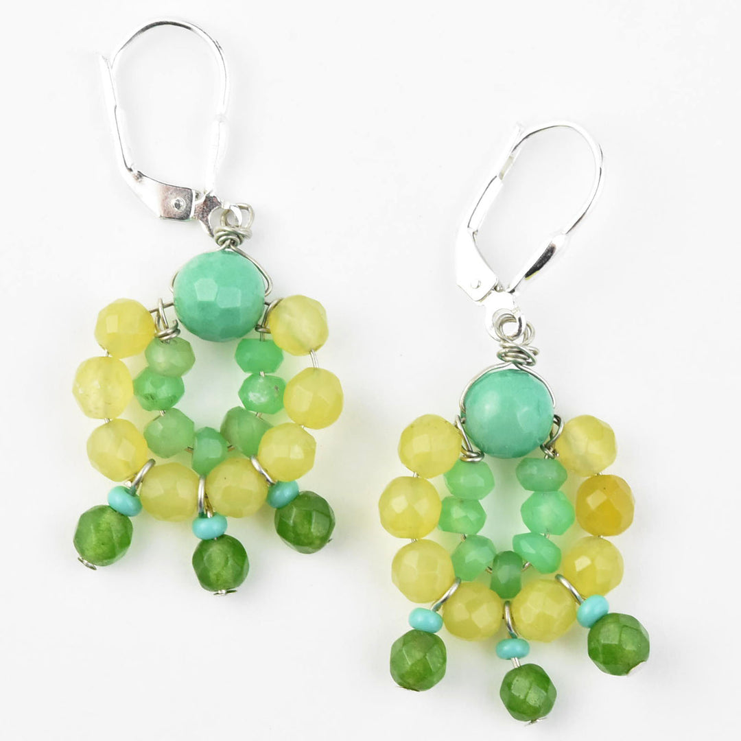 Mini Circus Earrings with Shades of Green