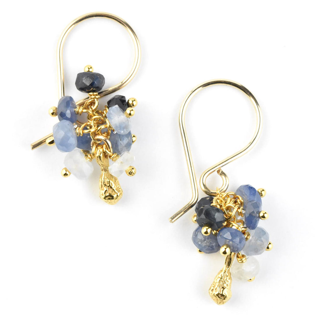 Mini Sapphire Pod Cluster Earrings - Goldmakers Fine Jewelry