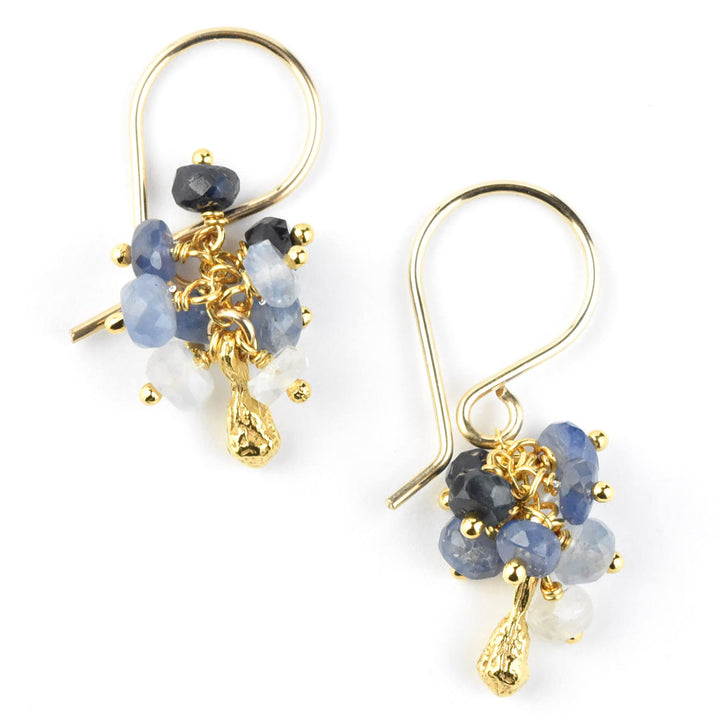 Mini Sapphire Pod Cluster Earrings - Goldmakers Fine Jewelry