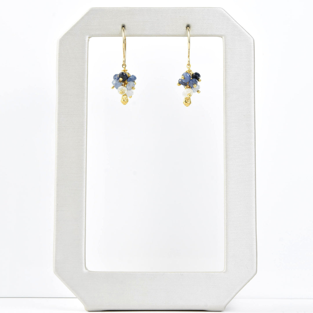 Mini Sapphire Pod Cluster Earrings - Goldmakers Fine Jewelry