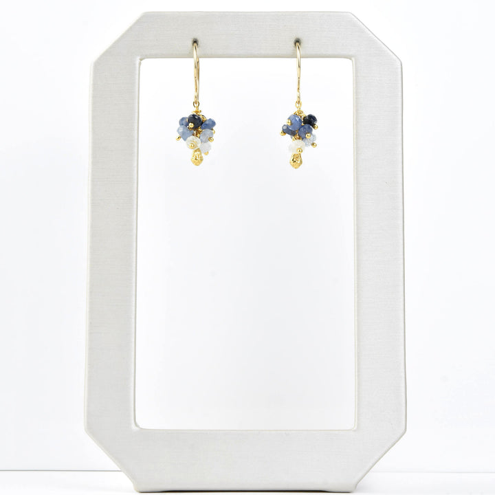 Mini Sapphire Pod Cluster Earrings - Goldmakers Fine Jewelry