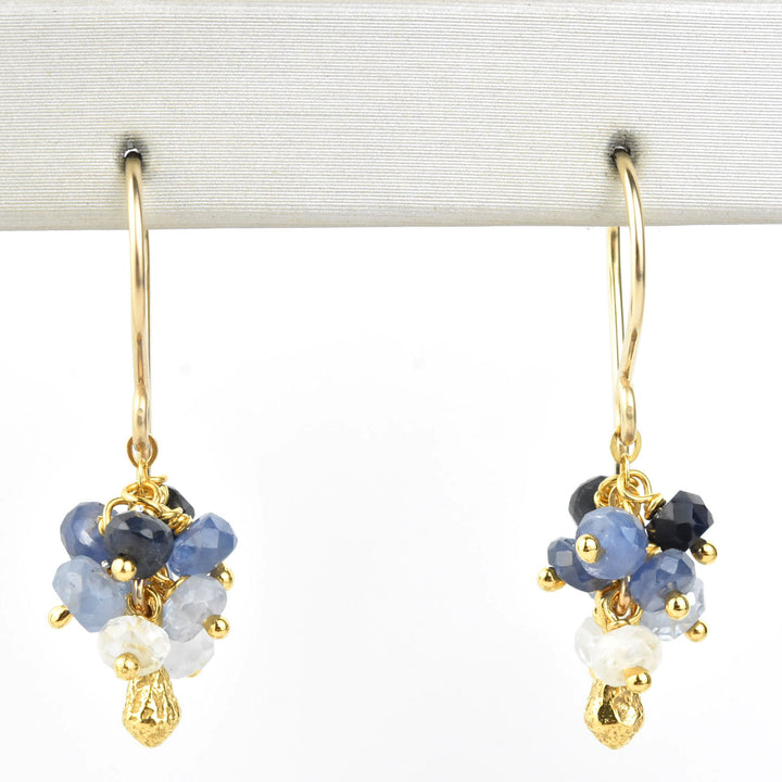 Mini Sapphire Pod Cluster Earrings - Goldmakers Fine Jewelry