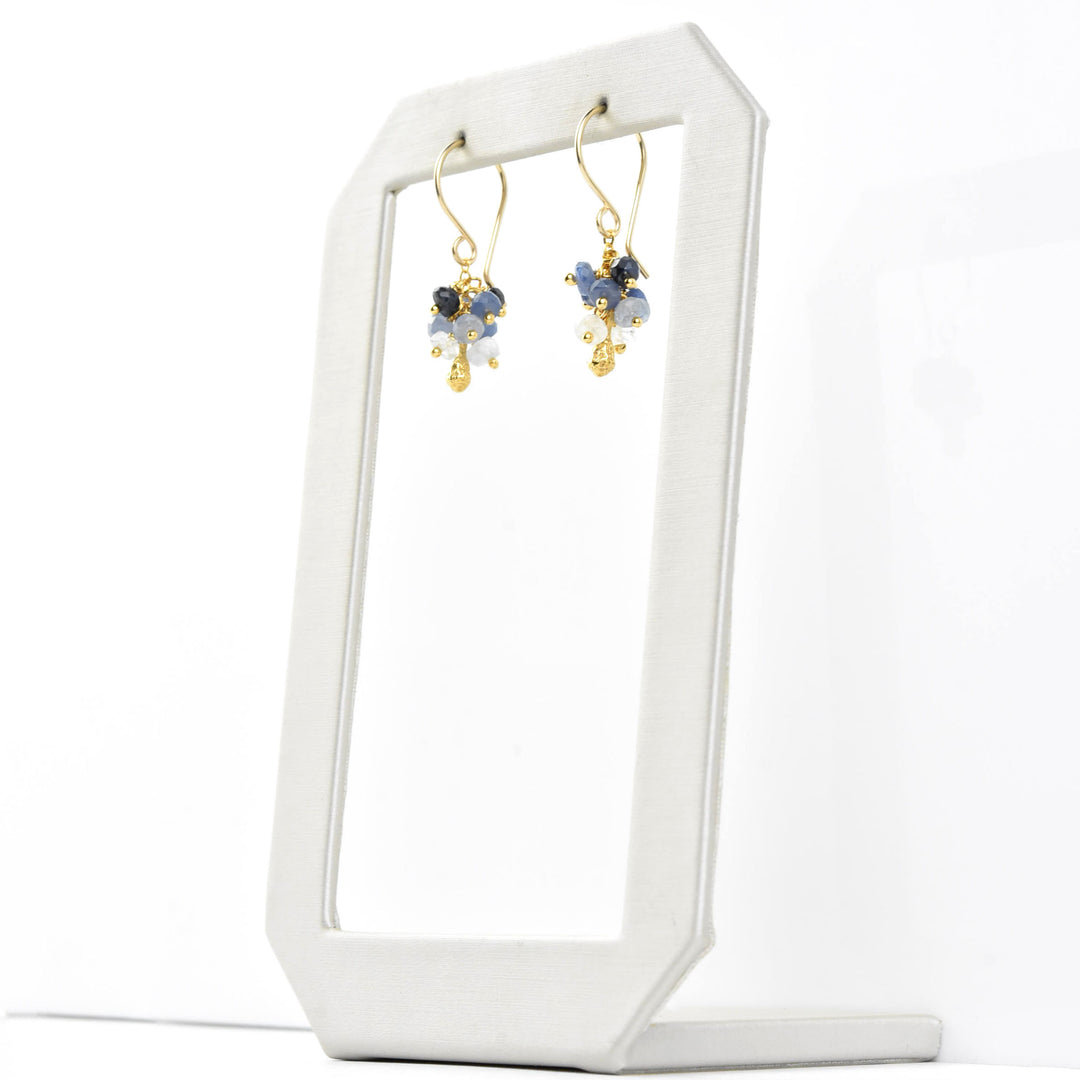 Mini Sapphire Pod Cluster Earrings - Goldmakers Fine Jewelry