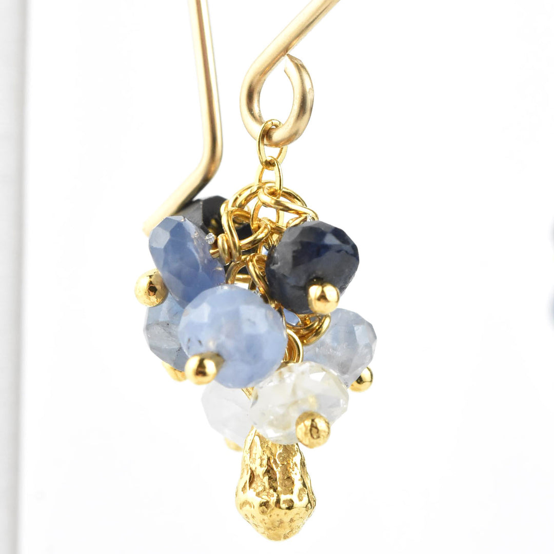 Mini Sapphire Pod Cluster Earrings - Goldmakers Fine Jewelry