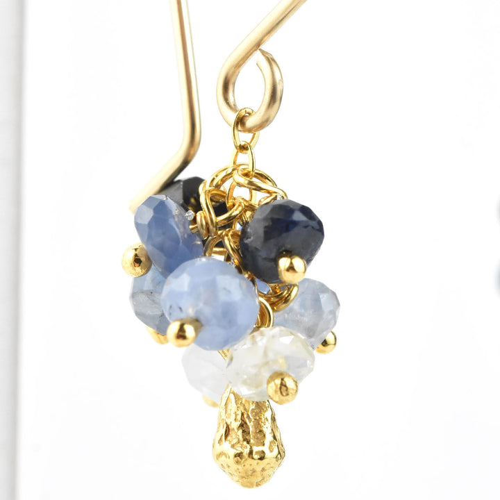Mini Sapphire Pod Cluster Earrings - Goldmakers Fine Jewelry