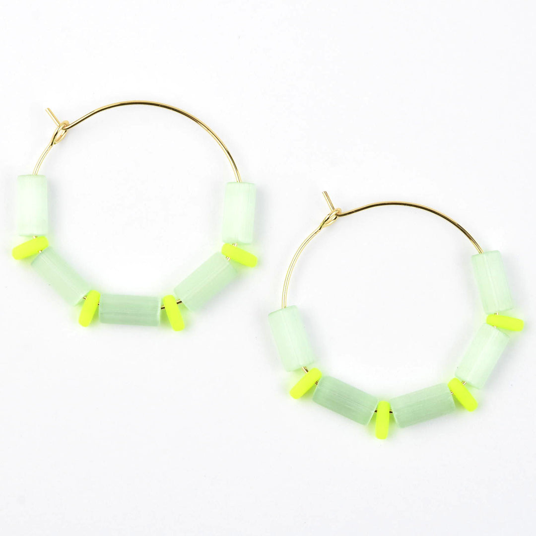 Mint Green and Neon Yellow Hoops - Goldmakers Fine Jewelry