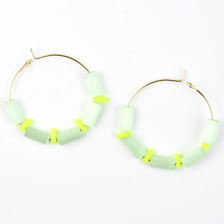 Mint Green and Neon Yellow Hoops - Goldmakers Fine Jewelry