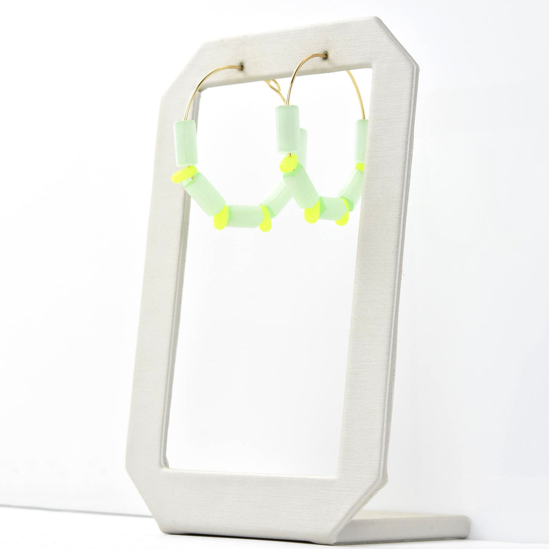 Mint Green and Neon Yellow Hoops - Goldmakers Fine Jewelry