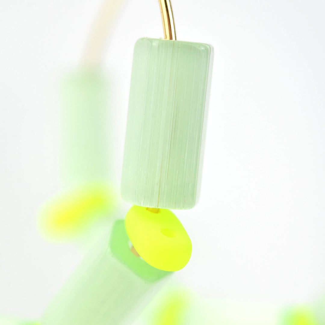 Mint Green and Neon Yellow Hoops - Goldmakers Fine Jewelry