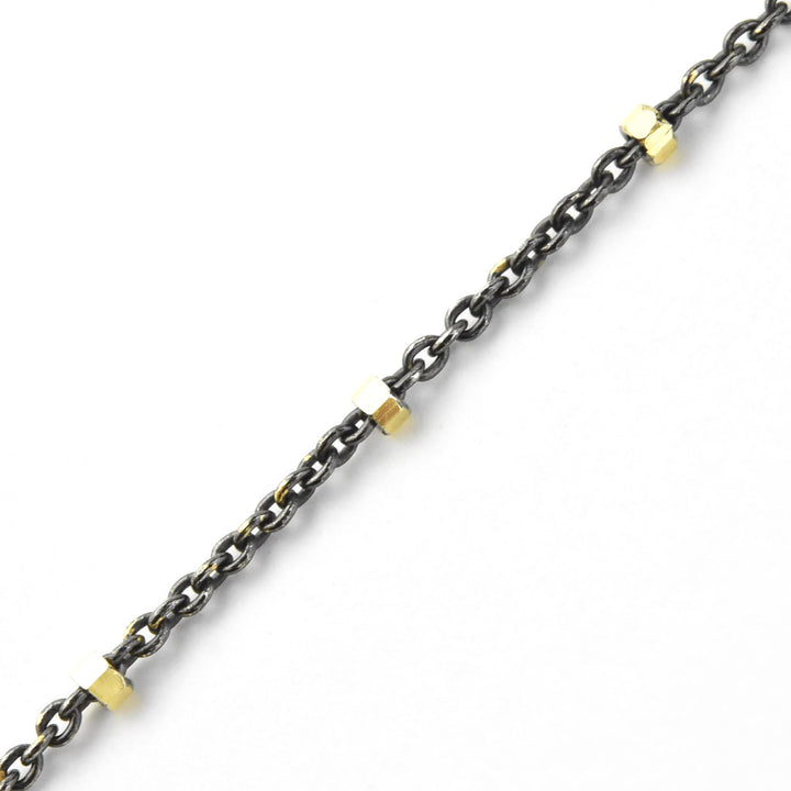 Mixed Metal Necklace w/ Diamond Cut Rings - Goldmakers Fine Jewelry