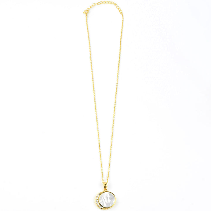 Mother of Pearl & Cz Moon Phase Necklace