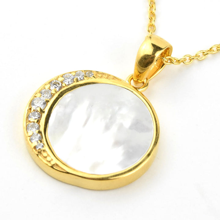 Mother of Pearl & Cz Moon Phase Necklace
