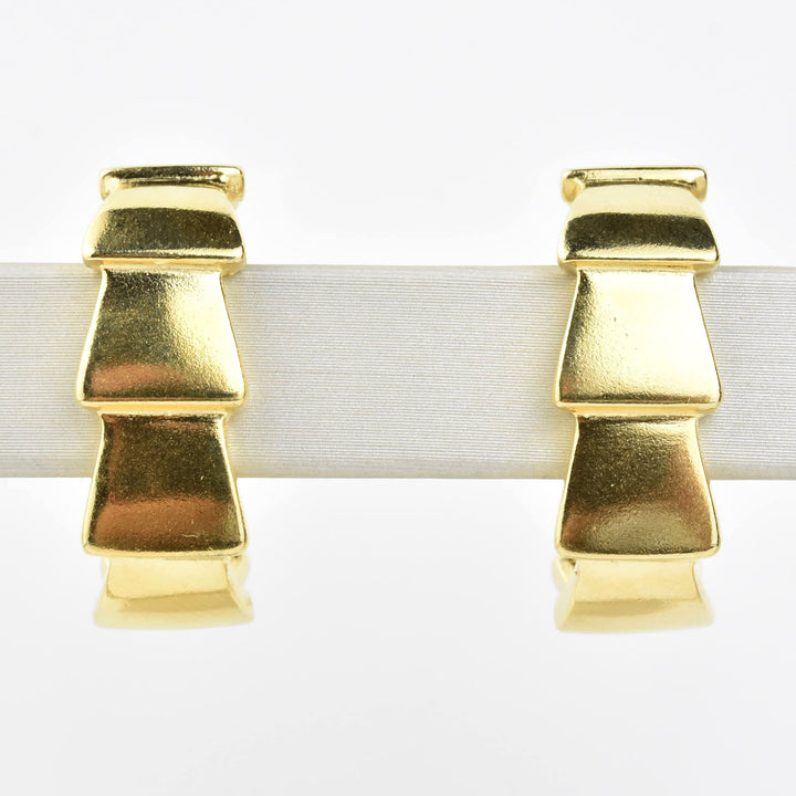 Modern Segmented Hoops in Gold Tone