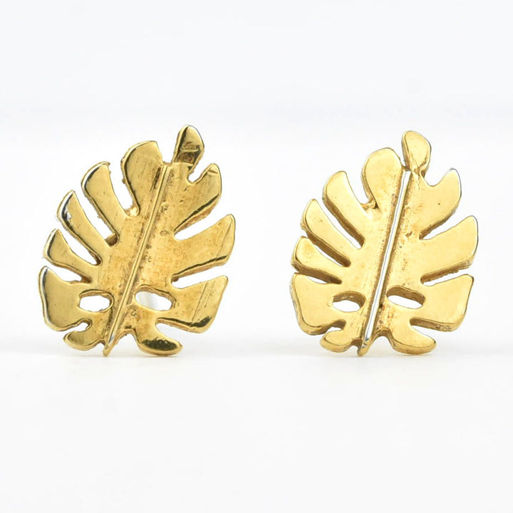 Vermeil Monstera Studs - Goldmakers Fine Jewelry